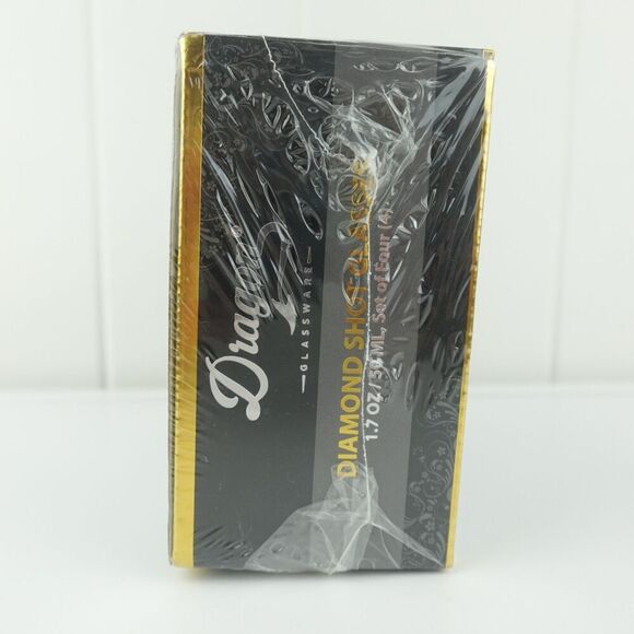 Dragon Glassware Shot Glasses Clear Diamond Shaped Set Of 4 - Picture 2 of 11